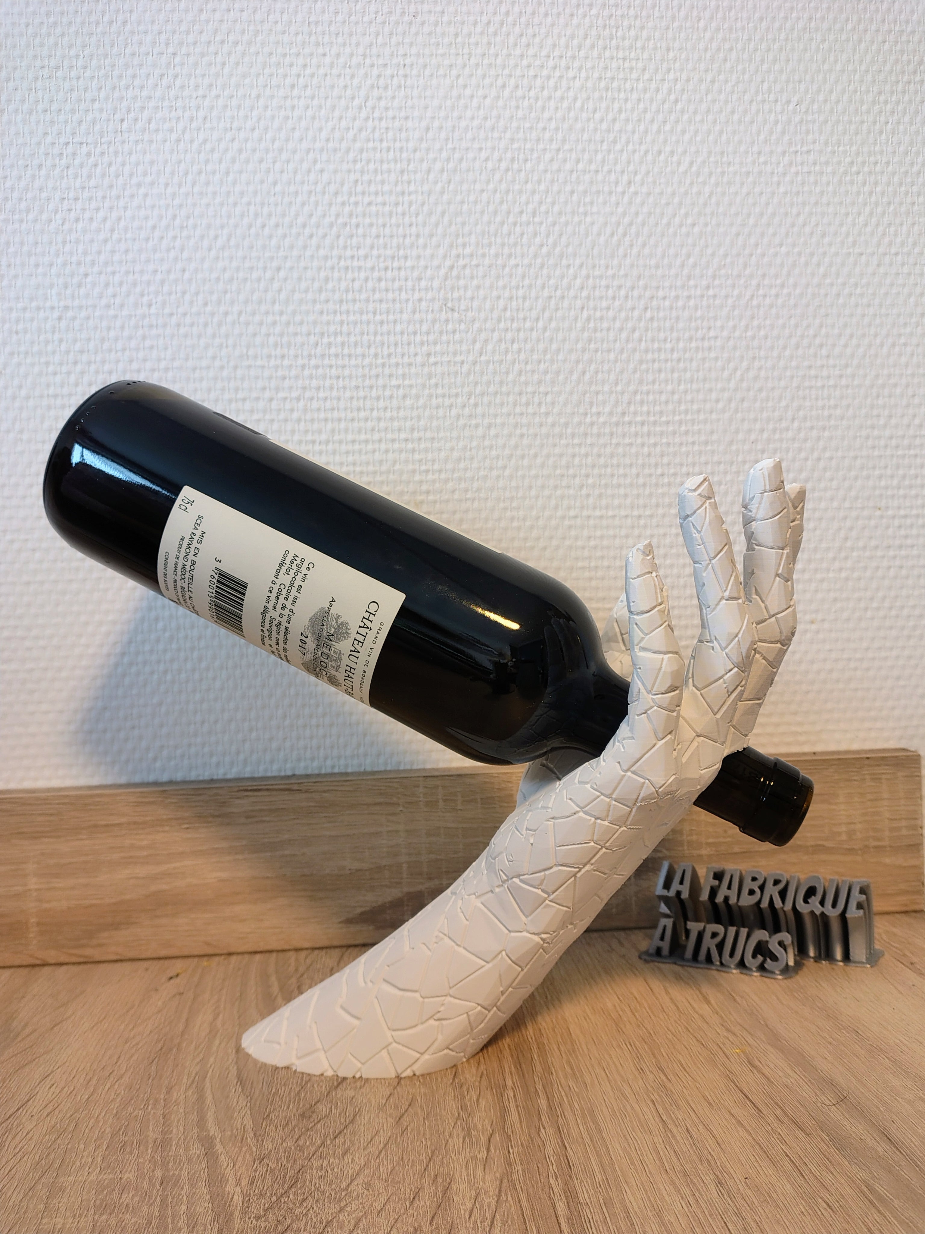 La Main de Dionysos - Porte-Bouteille de Vin Original "main" - Support & Décoration de Table 3D