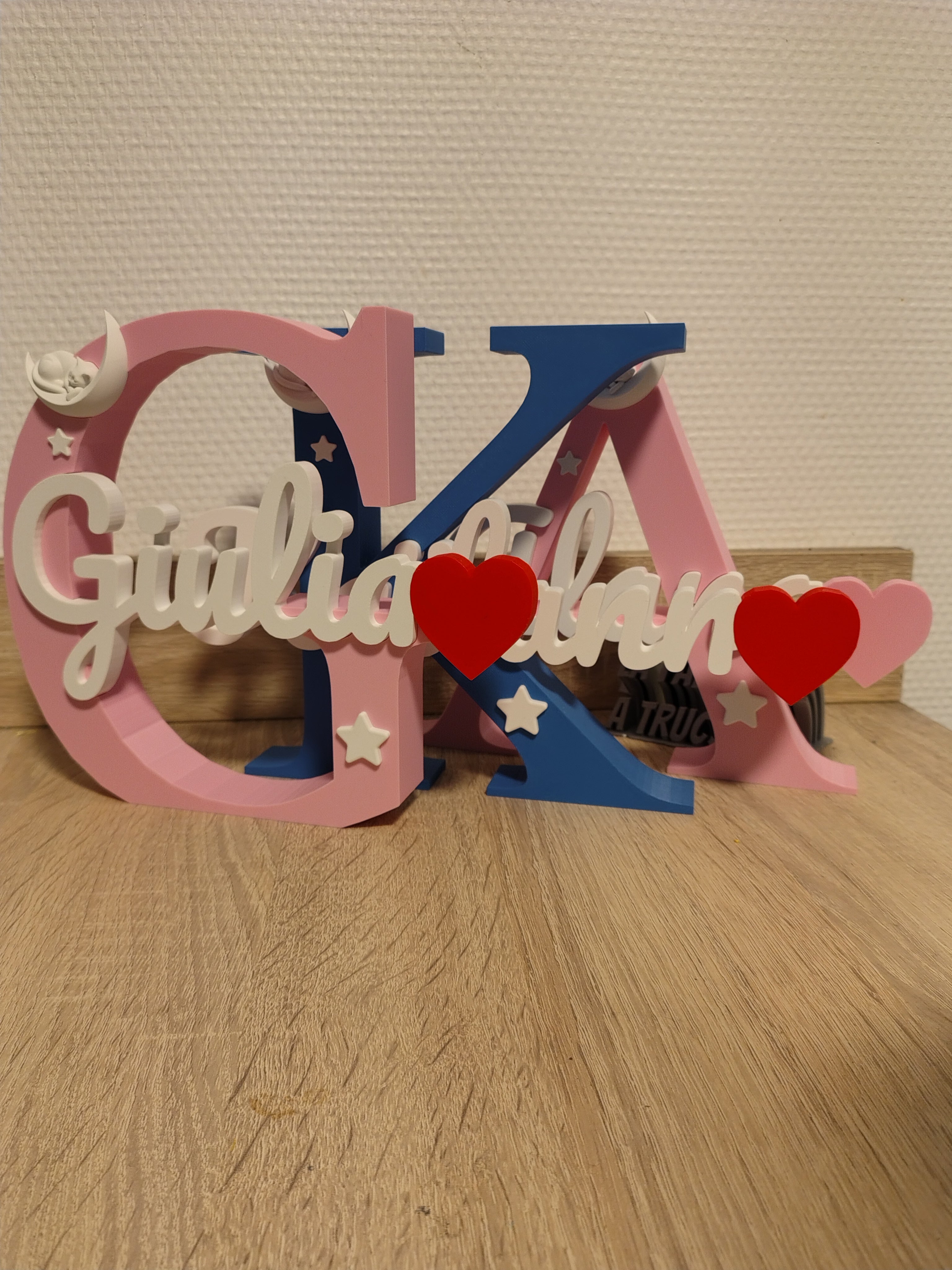 Prénom 3D Personnalisé sur Initiale - Décoration Chambre & Cadeau Naissance